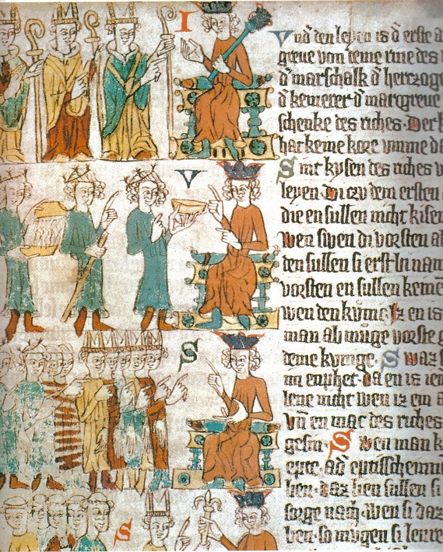 Ausschnitt aus dem Heidelberger Sachsenspiegel aus dem 13. Jahrhundert