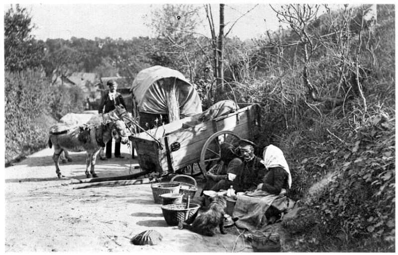 Wandernde Korbflechter in Wickrath im Jahre 1895. 